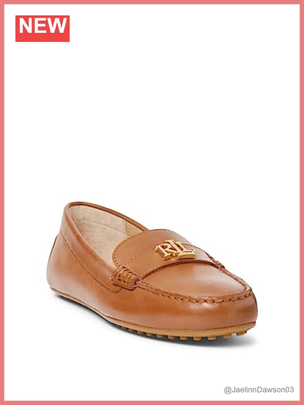 Leather Driving Loafer Slip-On with Metal Logo Padded Insole